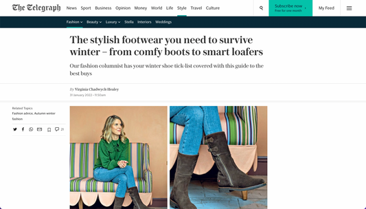 "The stylish footwear you need to survive winter - from comfy boots to smart loafers." Telegraph press release