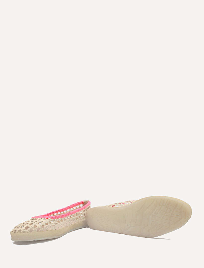 Weeve Handwoven Leather Ballet Flats Baby Pink
