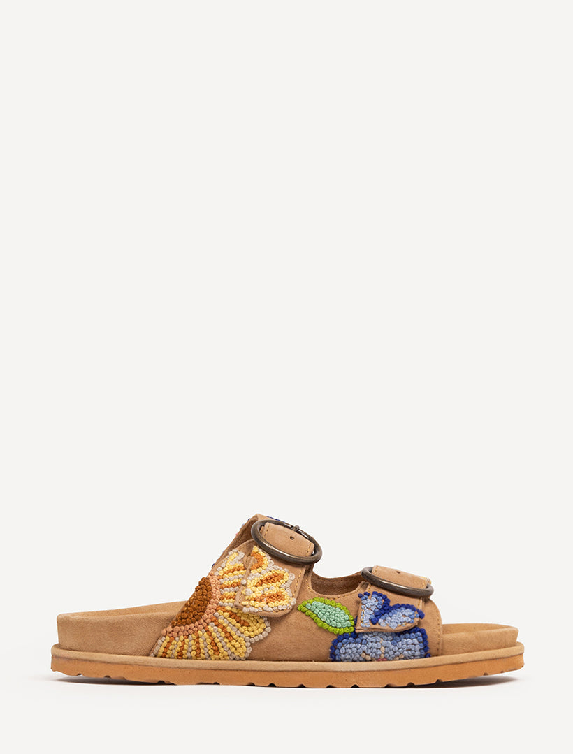 Clay French Knot Mustard Suede Multi