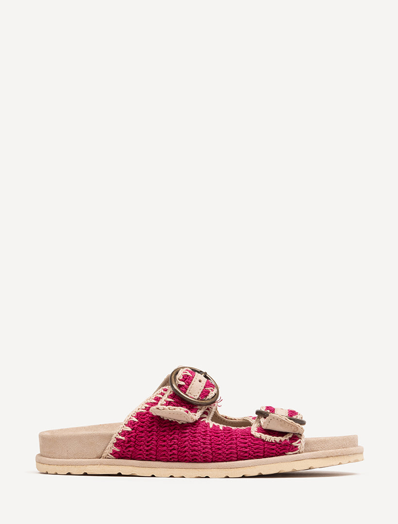 Clay Sandal Sand Suede Bright Pink Natural