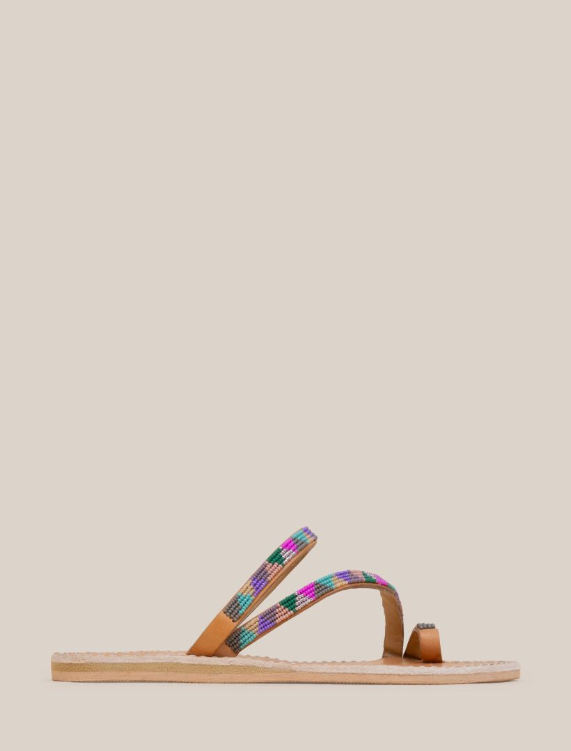 Diani Flat Leather Sandal Purple Mix