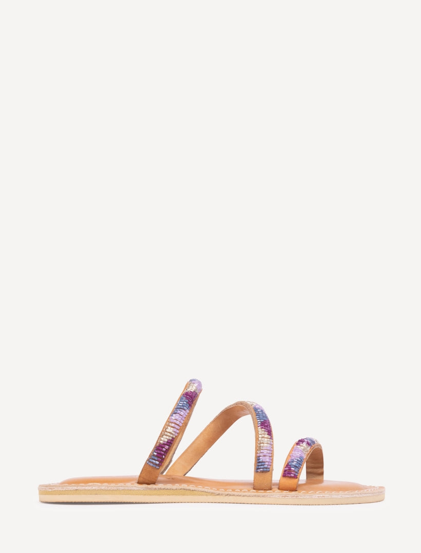 Kilifi Flat Leather Sandal Plum Mix