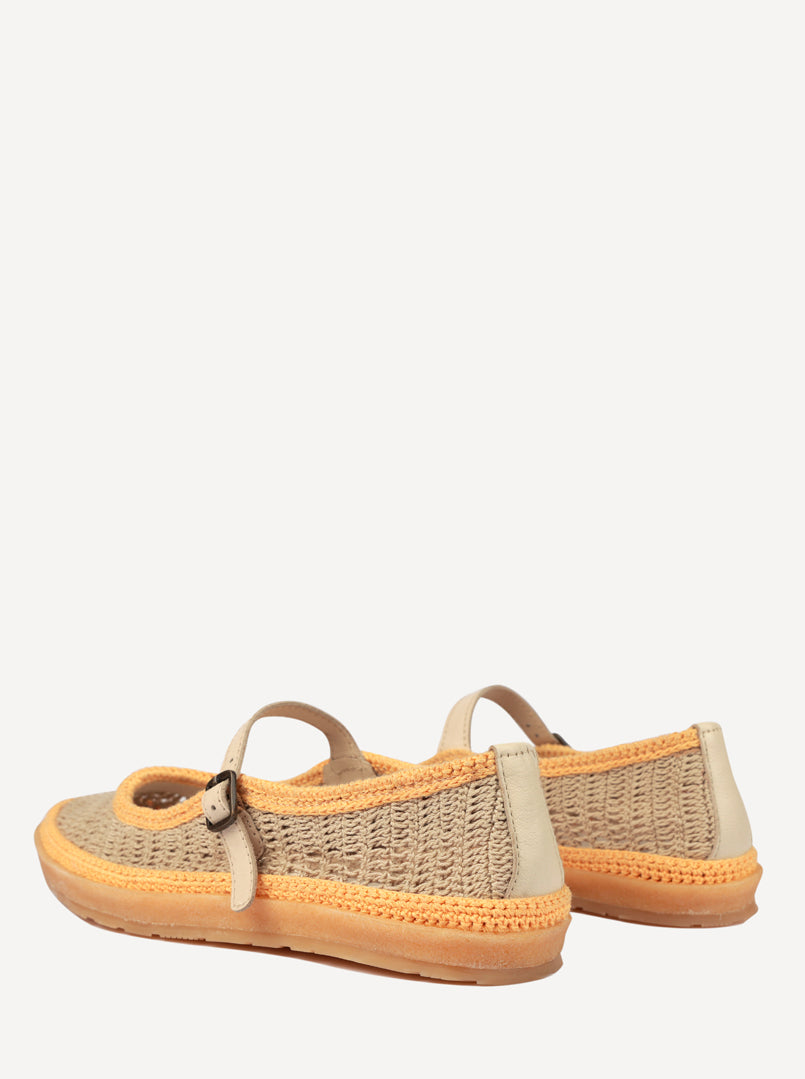 Loom Hand-Crocheted Mary Jane Flats Natural Saffron