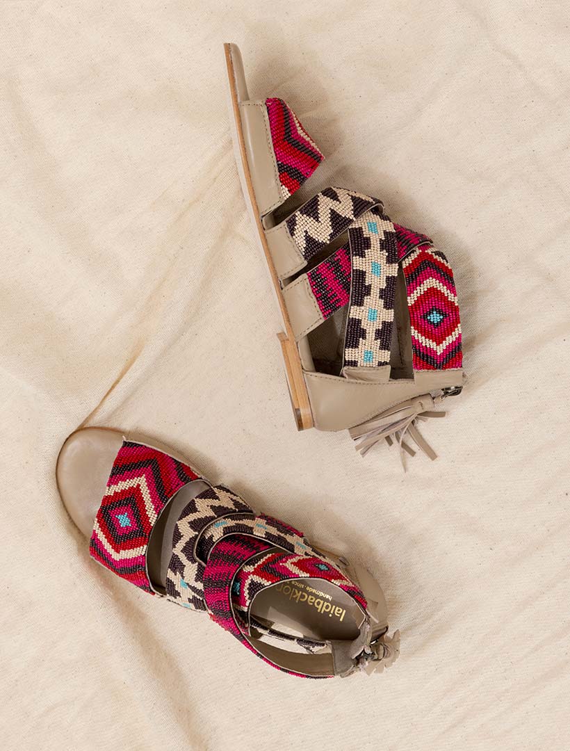 Mauri Flat Nude Leather Sandal