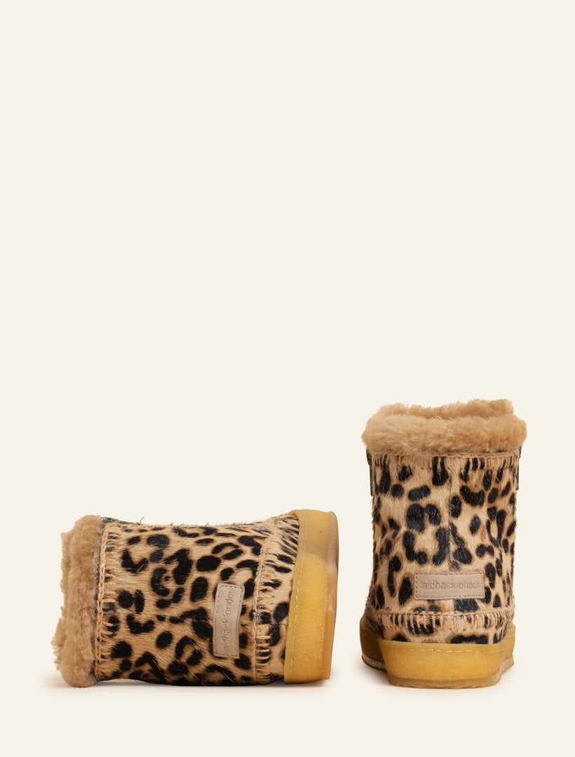 Setsu Crochet Ankle Boot Caramel Leopard