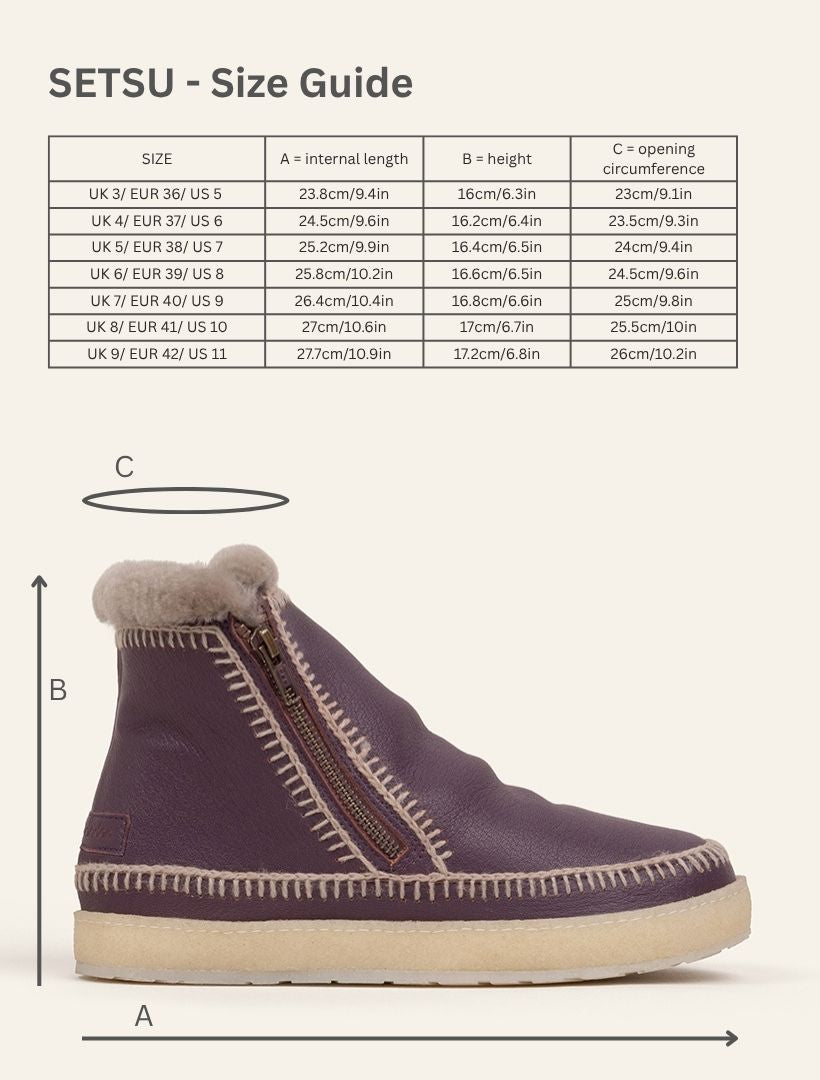 Setsu Crochet Crepe Ankle Boot Plum Leather Light Grey