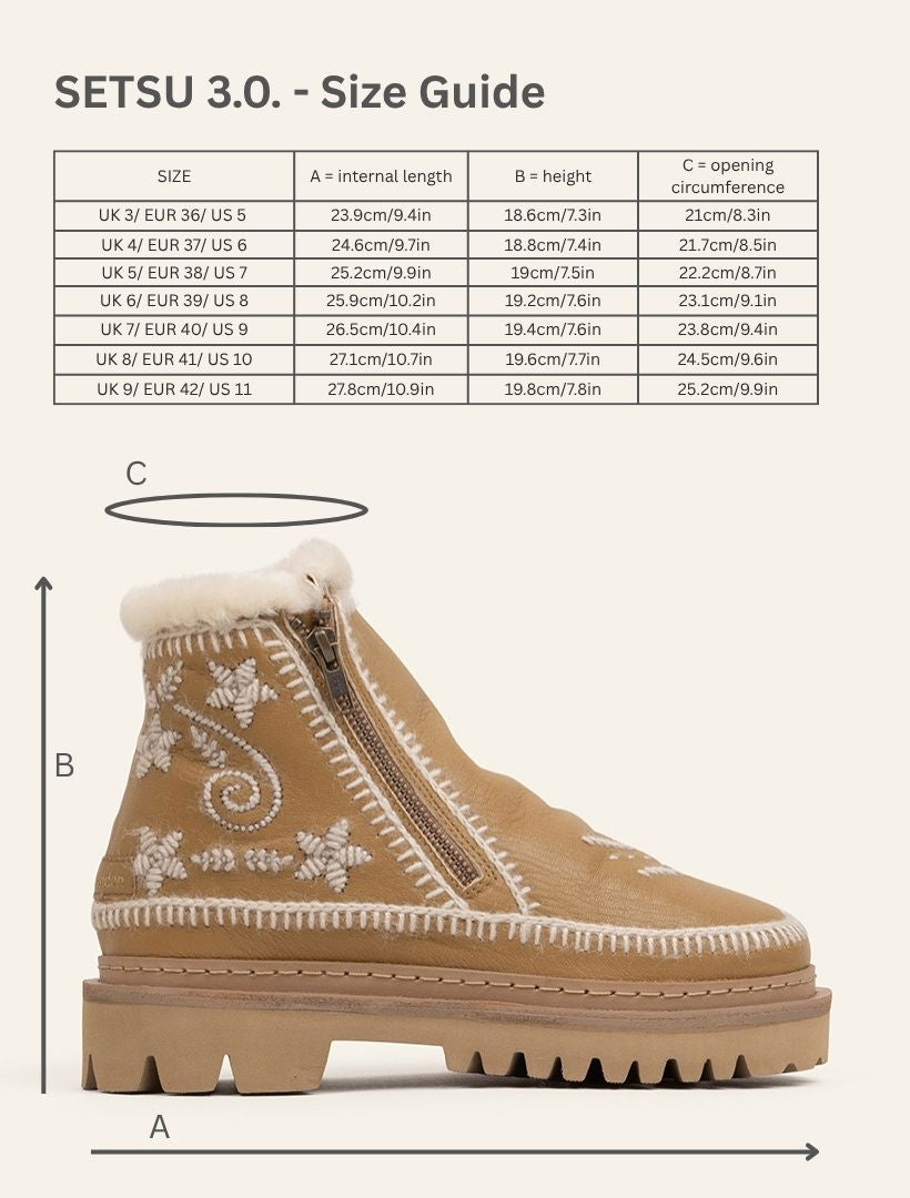 Setsu 3.0. Paisley Ankle Boot Butterscotch Leather Natural