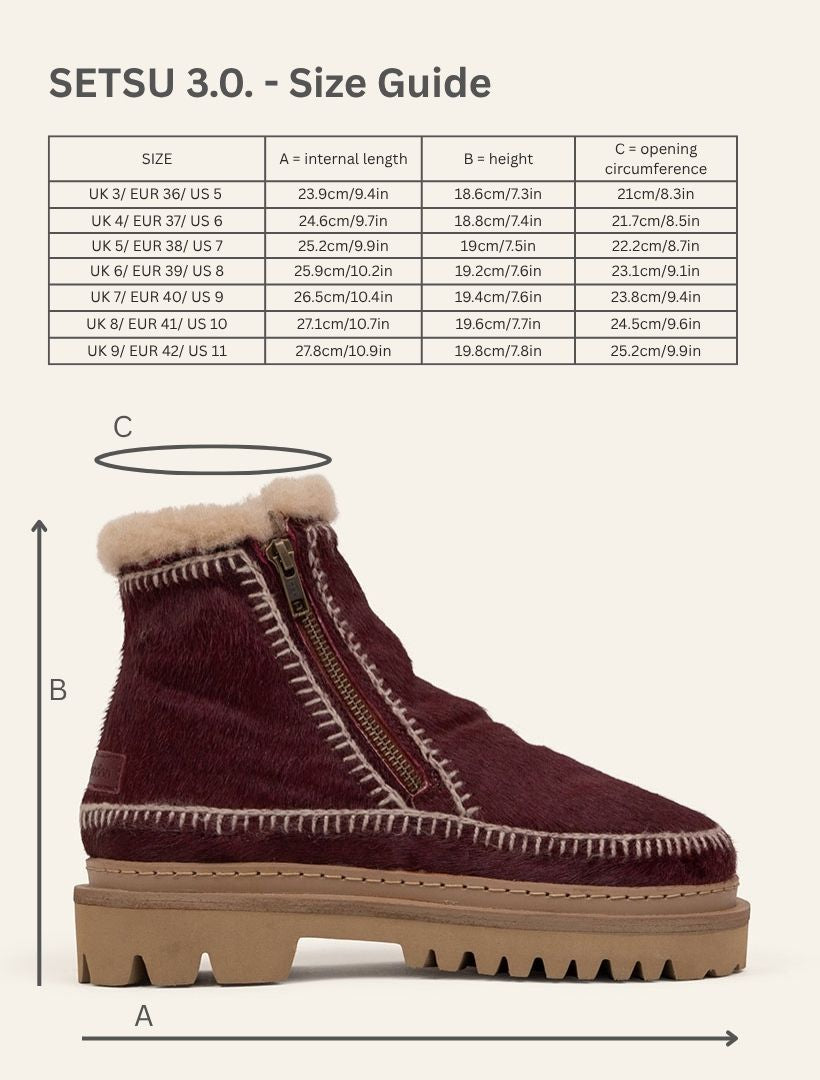 Setsu 3.0. Crochet Ankle Boot Burgundy Pony Wheat