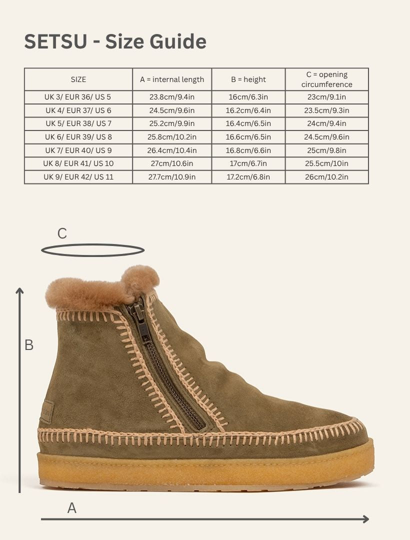 Setsu Crochet Crepe Ankle Boot Fern Suede Beige