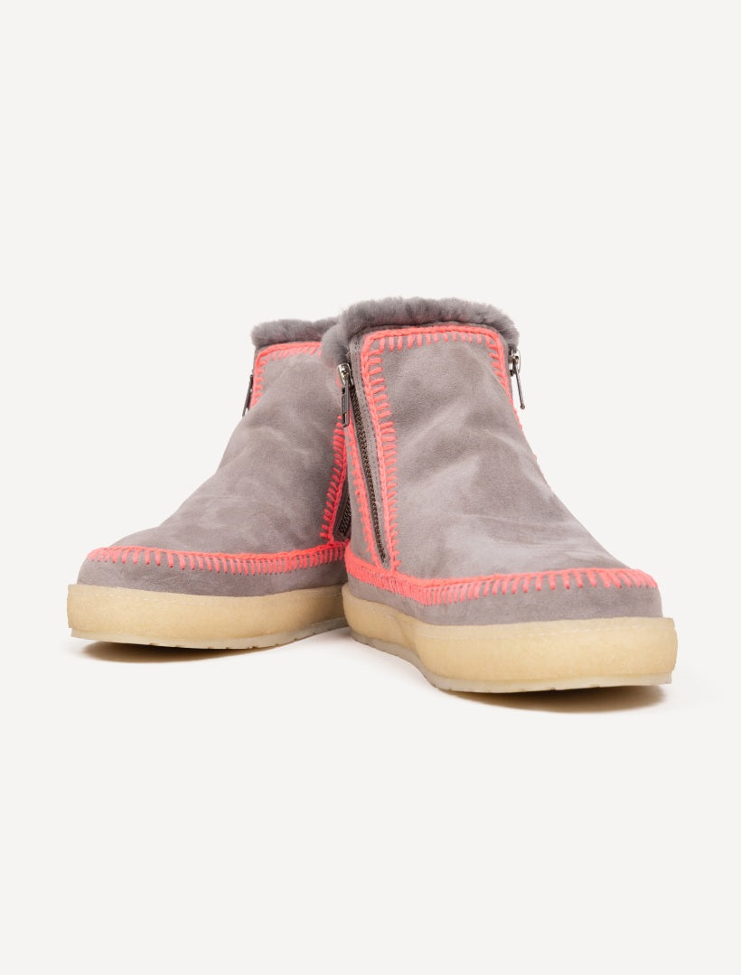 Setsu Crochet Crepe Grey Suede Neon Pink - Preorder - Ships 22 July 2026
