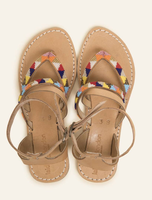 Buyuni Flat Leather Sandal Tribal