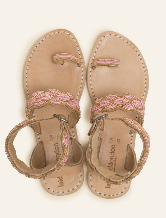 Rumi Flat Leather Sandal Baby Pink