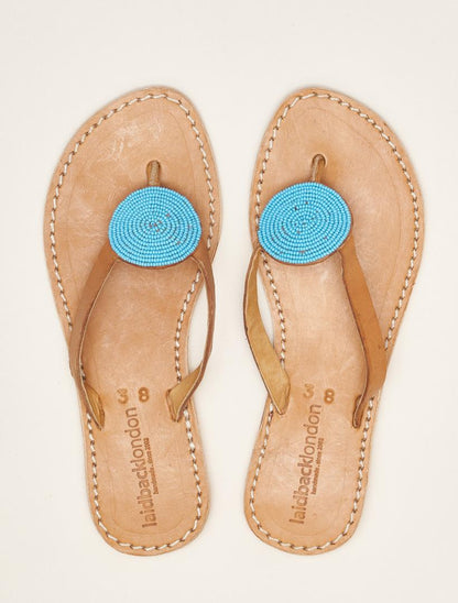 Doli Flat Leather Sandal Turquoise