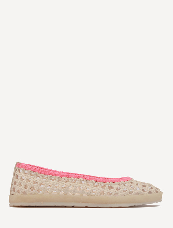 Weeve Handwoven Leather Ballet Flats Baby Pink