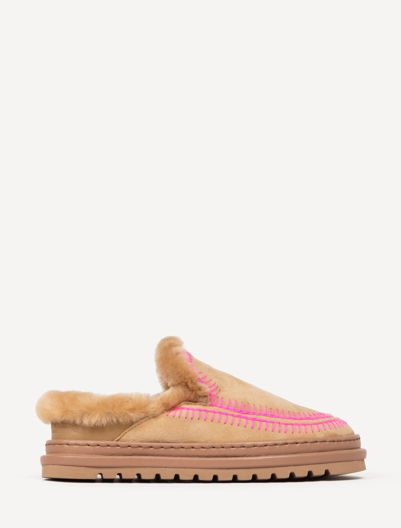 Jun 4.2. Slippers Saffron Suede Neon Pink - Preorder - Ships 22 July 2026