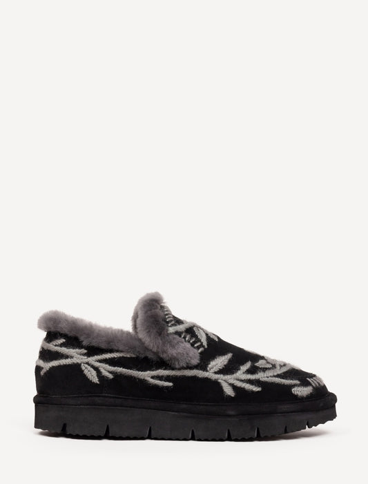 Jude Slippers Blossom Black Suede Grey - Preorder - Ships 25 August 2026