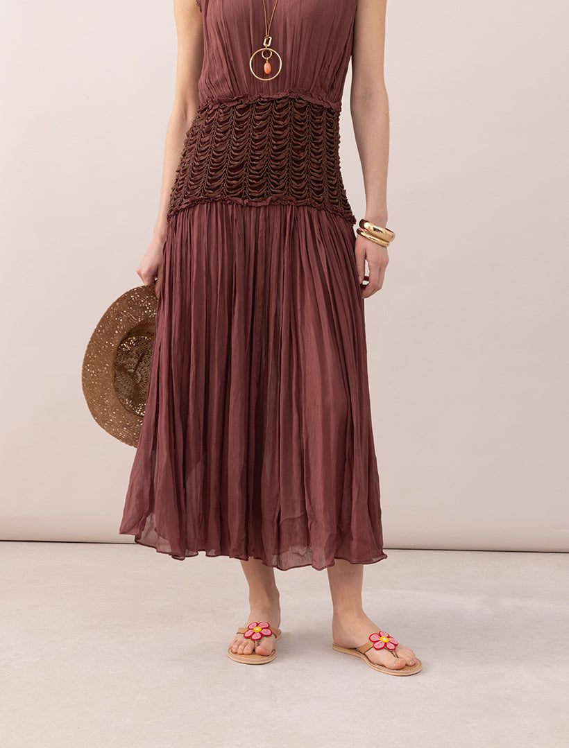 Amber Flat Leather Sandal Red Pink