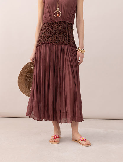 Amber Flat Leather Sandal Red Pink