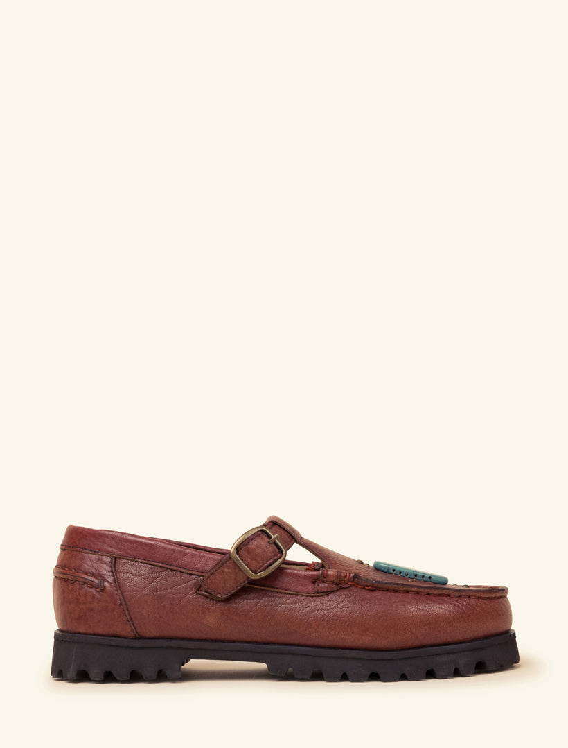 Askari Chunky Mary Janes Blood Leather Turquoise
