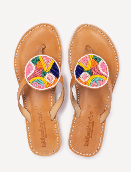 Bao Flat Leather Sandal Multi - Ships 21st March 25