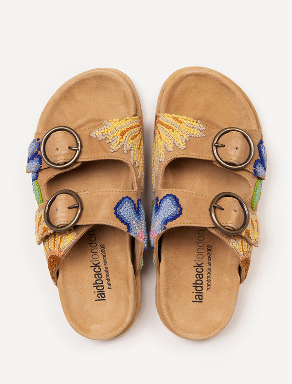 Clay French Knot Mustard Suede Multi