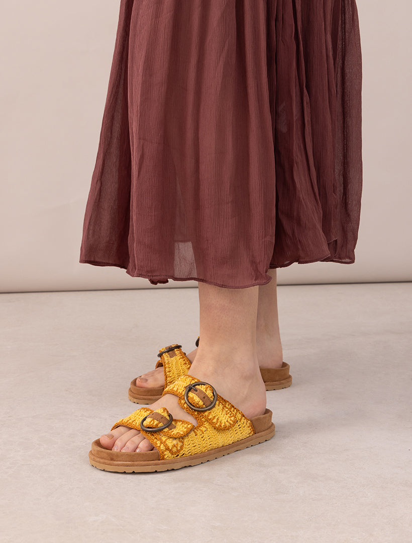 Clay Sandal Mustard Suede Butter Yellow Turmeric