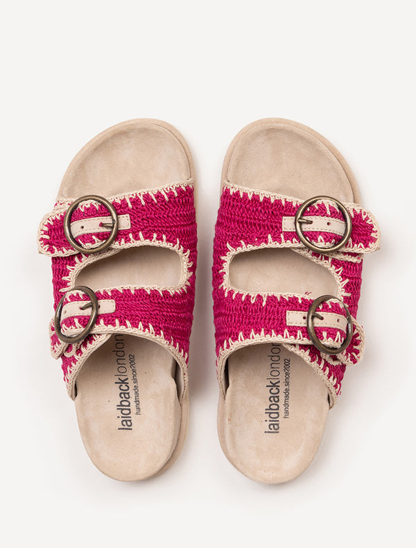 Clay Sandal Sand Suede Bright Pink Natural