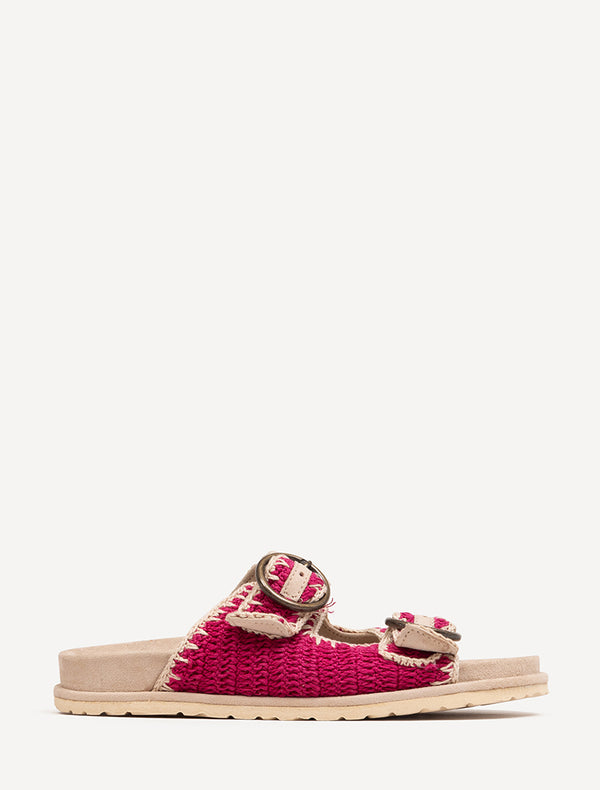 Clay Sandal Sand Suede Bright Pink Natural