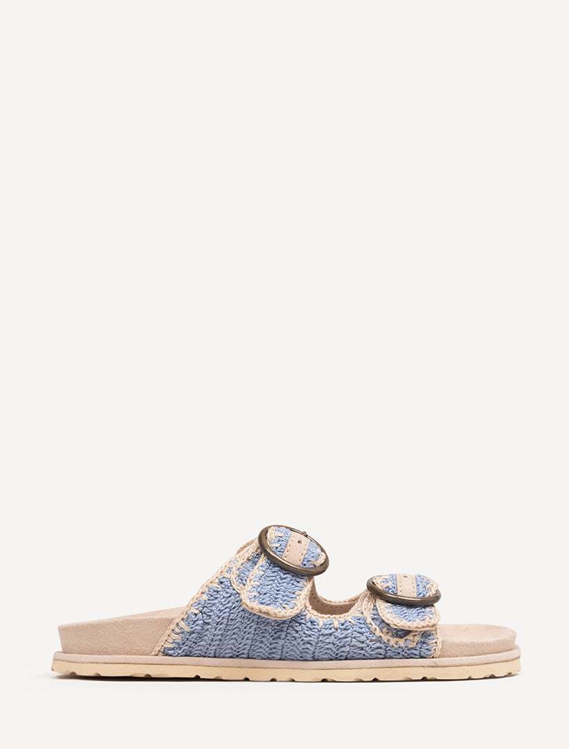 Clay Sandal Sand Suede Sky Blue Natural