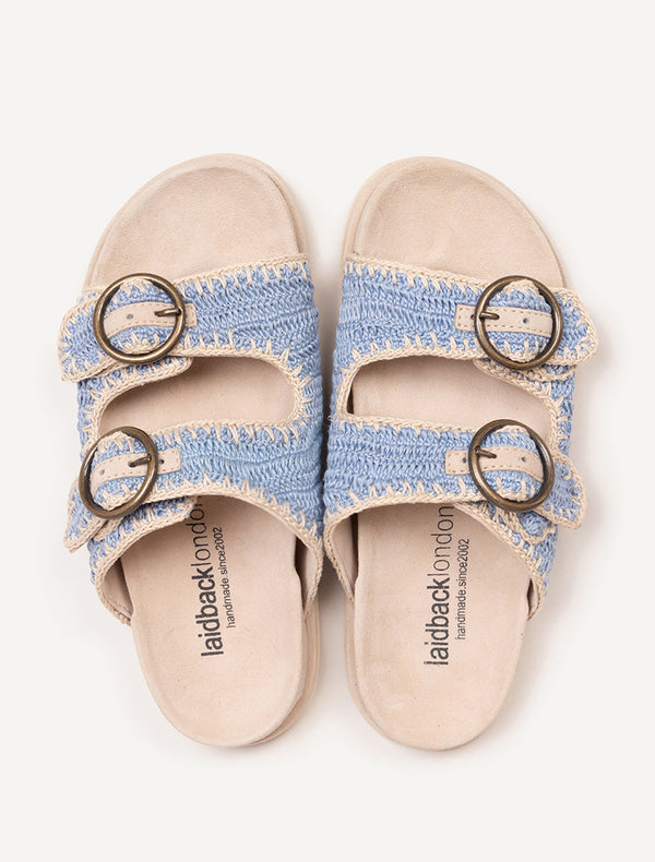 Clay Sandal Sand Suede Sky Blue Natural