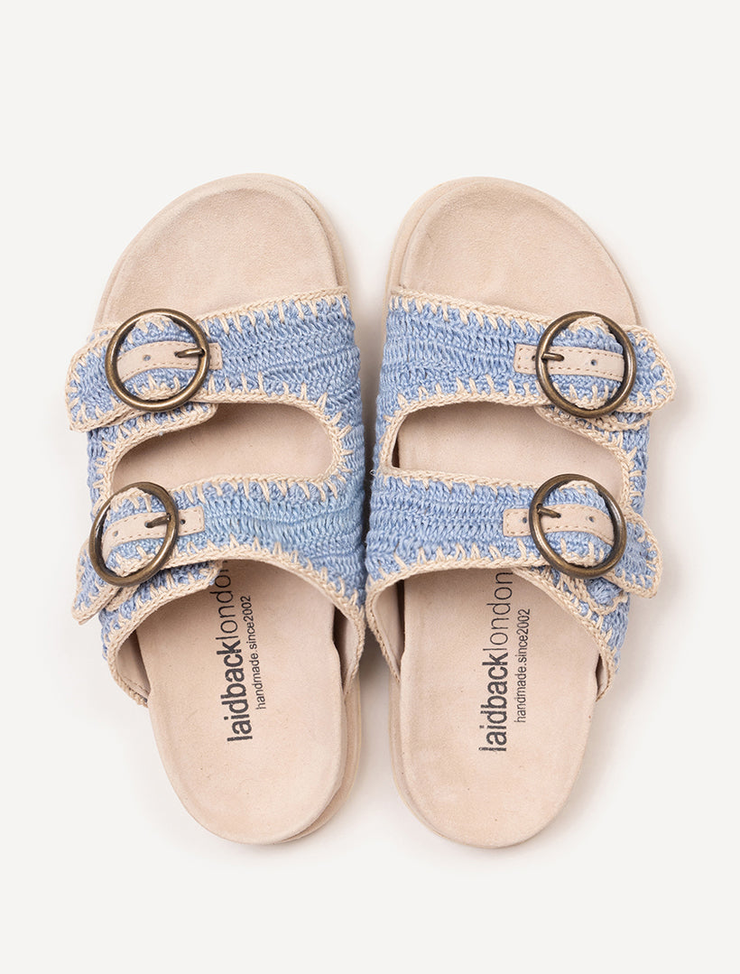 Clay Sandal Sand Suede Sky Blue Natural