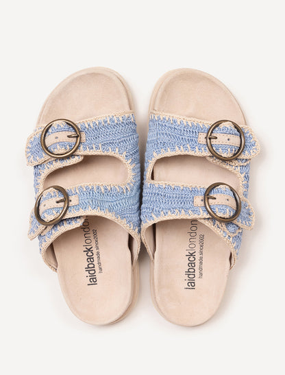 Clay Sandal Sand Suede Sky Blue Natural