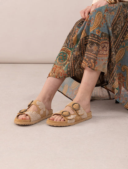 Clay French Knot Saffron Suede Natural -  Preorder - Ships 27 March 2026