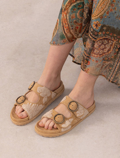 Clay French Knot Saffron Suede Natural -  Preorder - Ships 27 March 2026