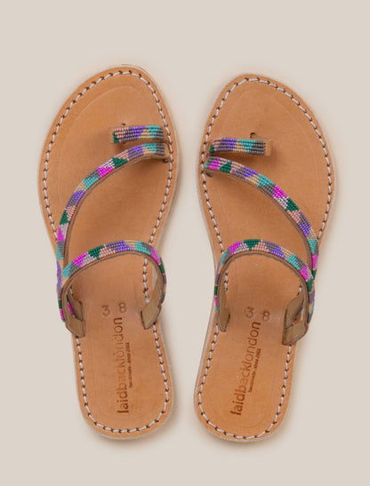 Diani Flat Leather Sandal Purple Mix