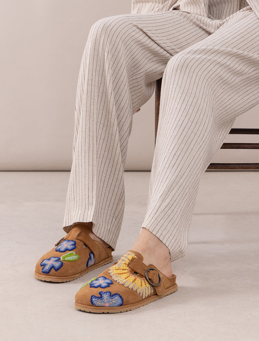 Drift French Knot Mustard Suede Multi