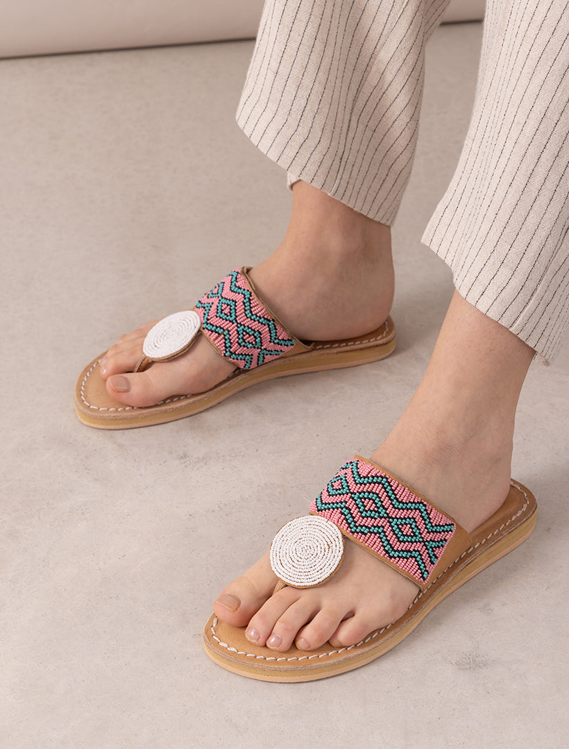 Heron LP Leather Sandal Black Pink