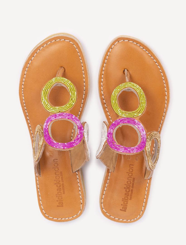Iroh LP Leather Sandal Lime Mix