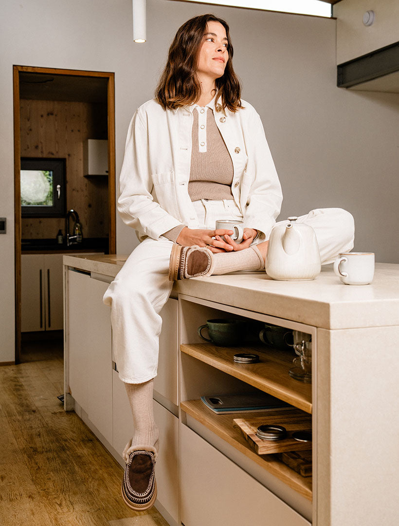 Jun 4.1. Slippers Choc Suede Wheat Preorder - Ships 9 January 2026