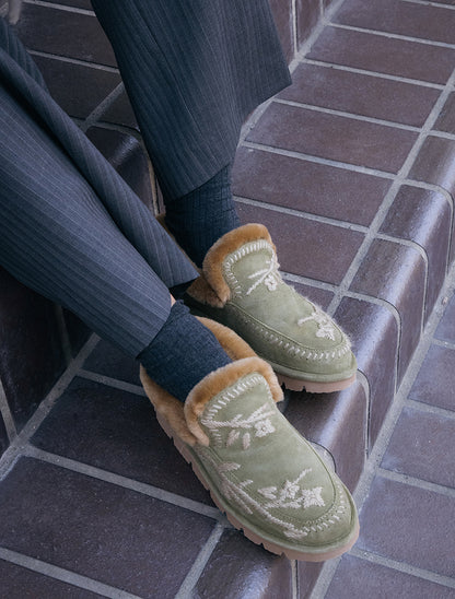 Jude Slippers Blossom Fern Suede Hemp - Preorder - Ships 25 August 2026