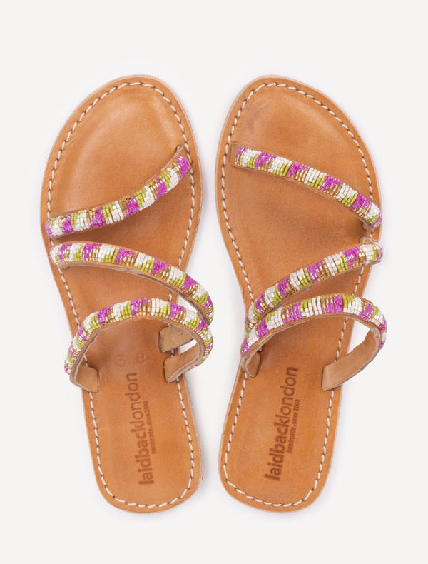 Kilifi Flat Leather Sandal Lime Mix
