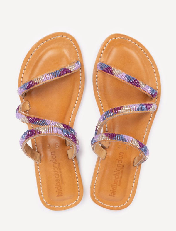 Kilifi Flat Leather Sandal Plum Mix