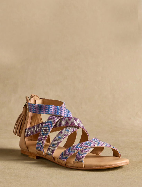 Lauri Flat Leather Sandal Purple Multi