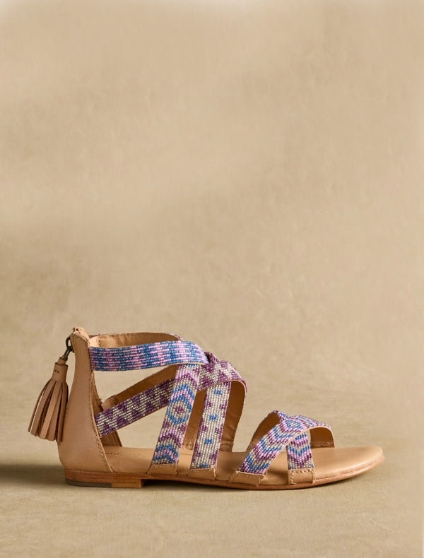 Lauri Flat Leather Sandal Purple Multi