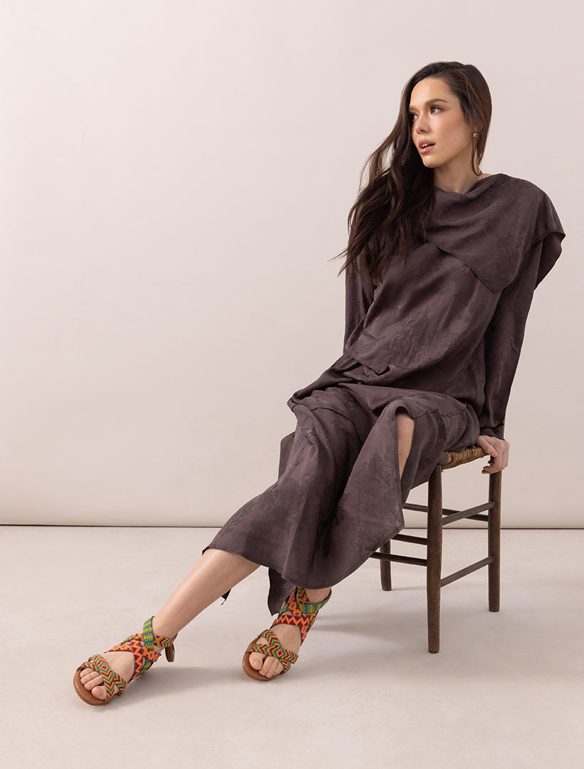 Lauri Flat Leather Sandal Emerald Mix