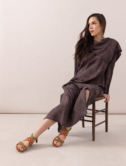 Lauri Flat Leather Sandal Emerald Mix