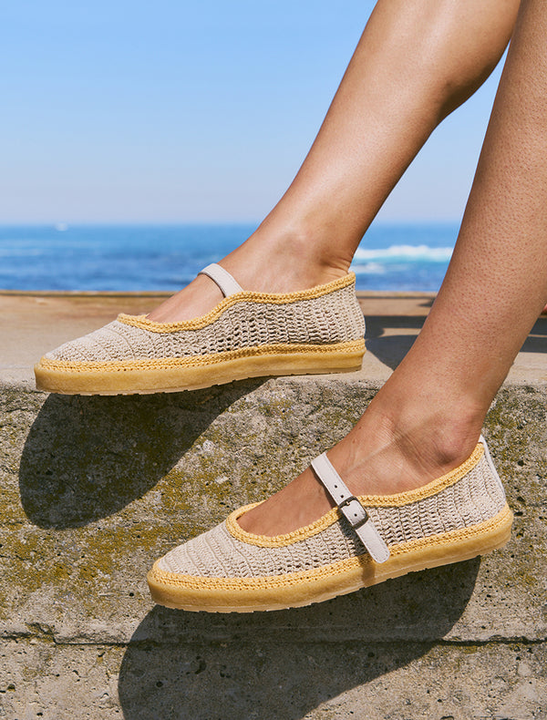 Loom Hand-Crocheted Mary Jane Flats Natural Saffron