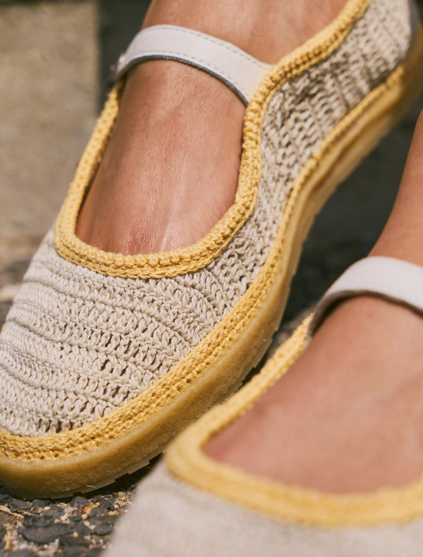 Loom Hand-Crocheted Mary Jane Flats Natural Saffron