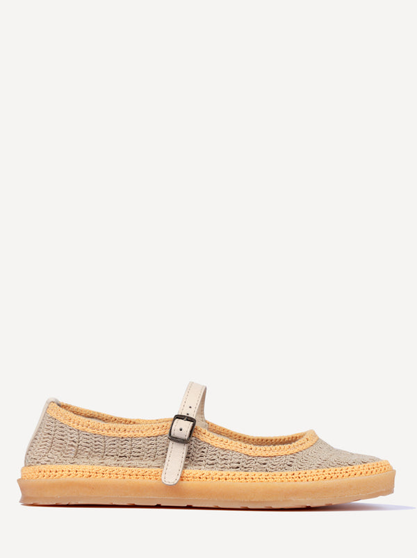Loom Hand-Crocheted Mary Jane Flats Natural Saffron