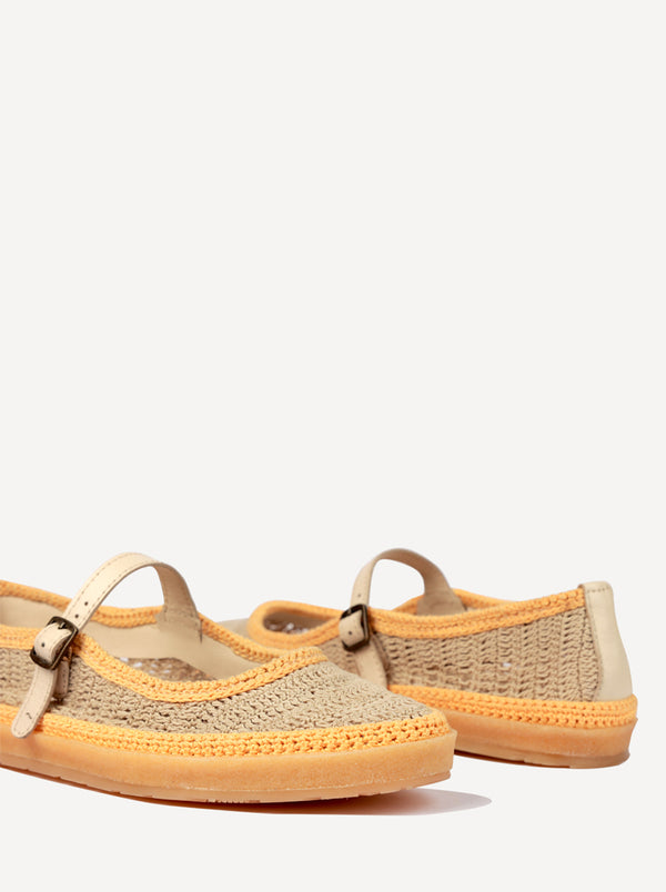 Loom Hand-Crocheted Mary Jane Flats Natural Saffron